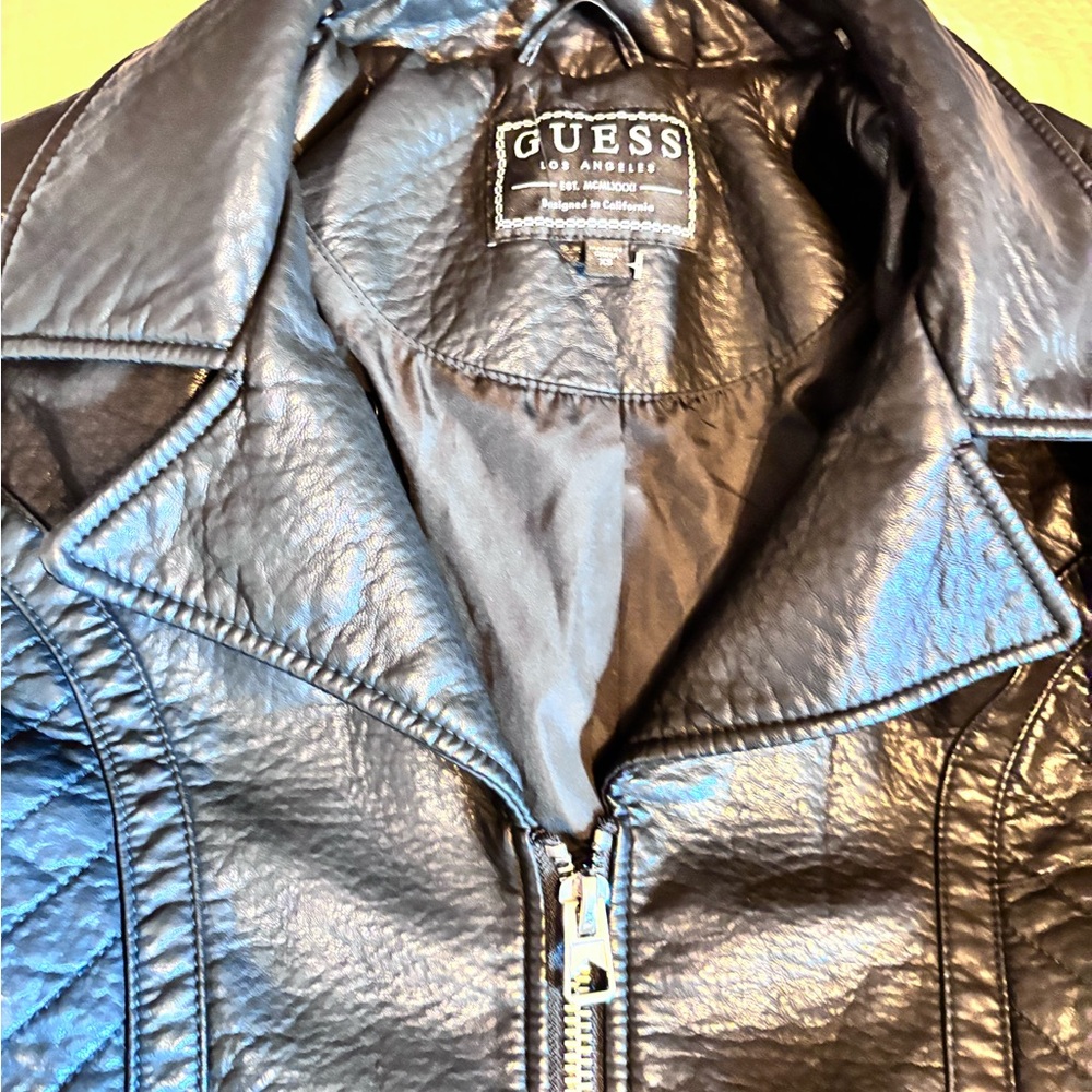 Guess Midnight Black Leather Outerwear - Picture 7 of 16